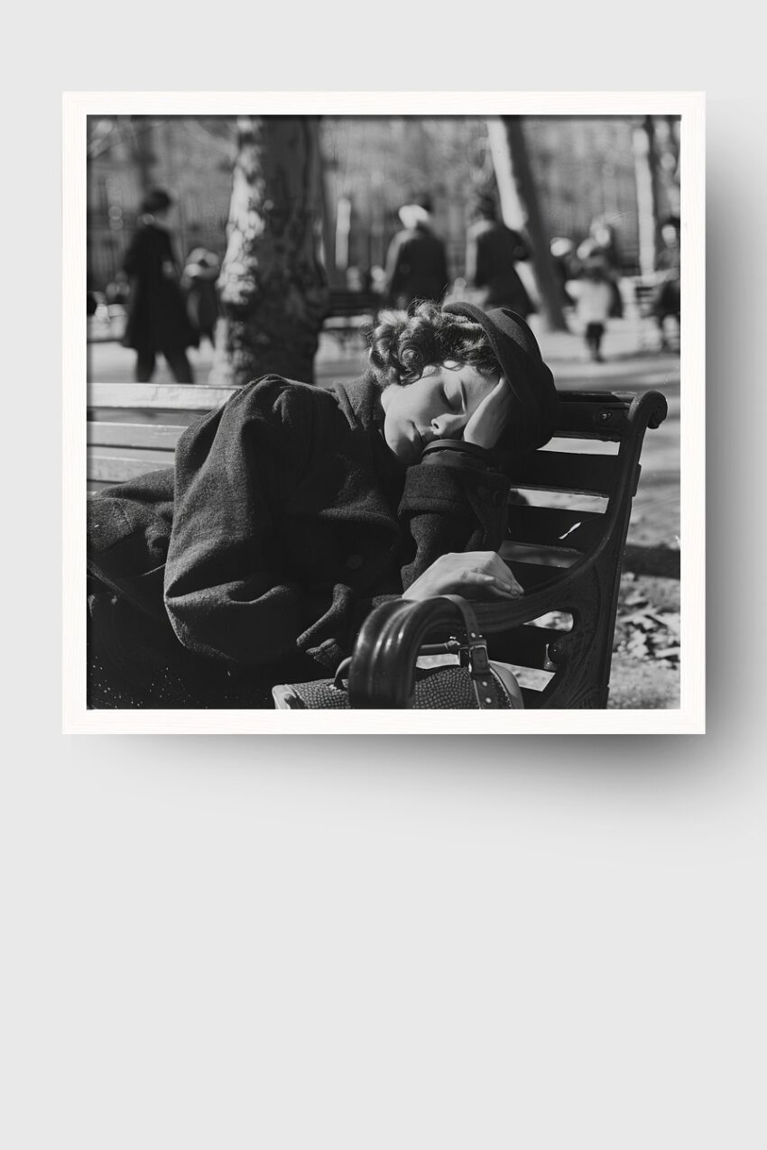 Fotografie Poster Frau Schlafende Hand schwarz-weiß