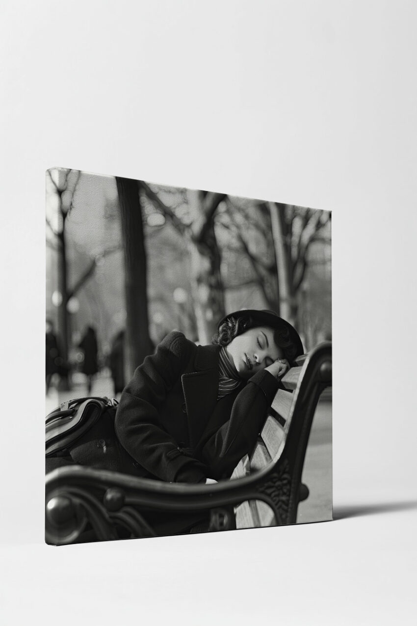 Fotografie Poster Frau schlafend schwarz-weiß Park