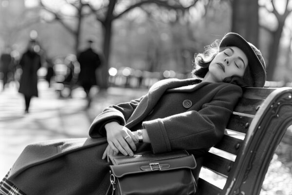 Frau Parkbank Entspannt Poster