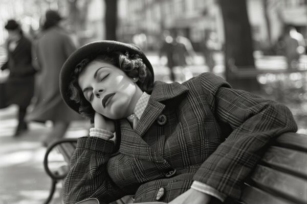 Frau Entspannend Retro Leinwandbild