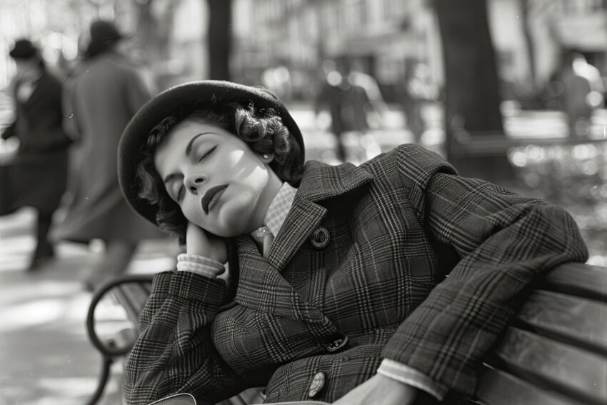 Fotografie Poster Frau Hut schwarz-weiß ruhig