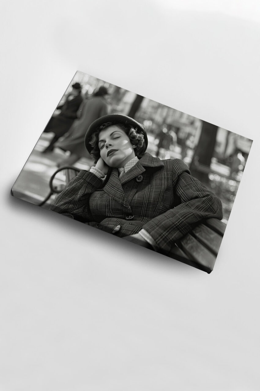 Fotografie Poster Frau Hut schwarz-weiß ruhig