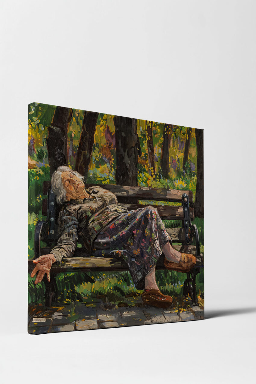 Malerei Poster Alte Frau entspannt sommerlich natürlich