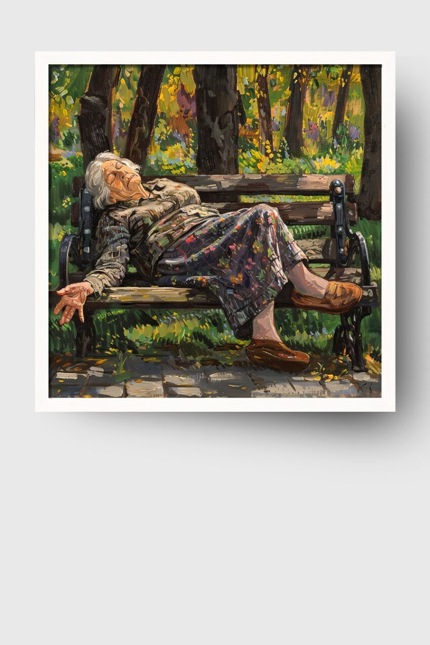 Malerei Poster Alte Frau entspannt sommerlich natürlich