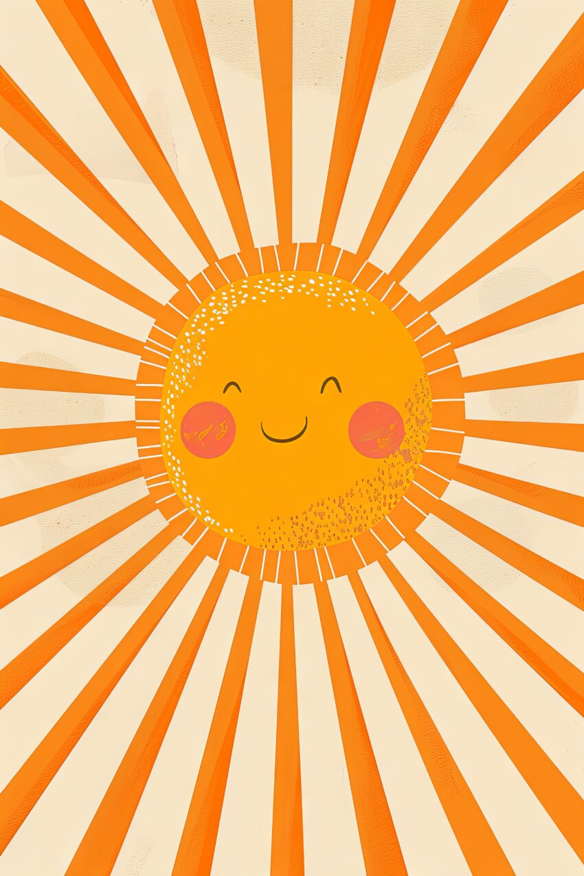 Illustration Poster Sonne Gesicht orange freundlich