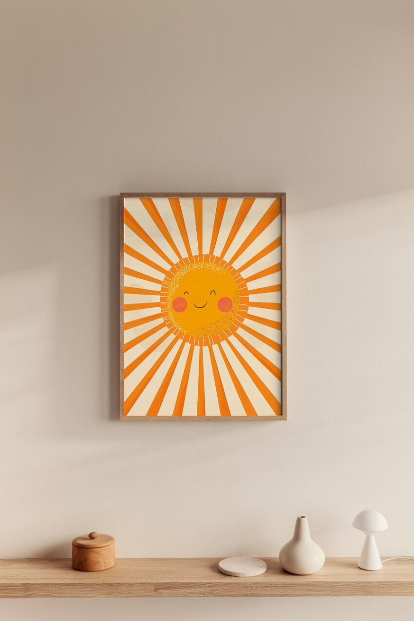 Illustration Poster Sonne Gesicht orange freundlich