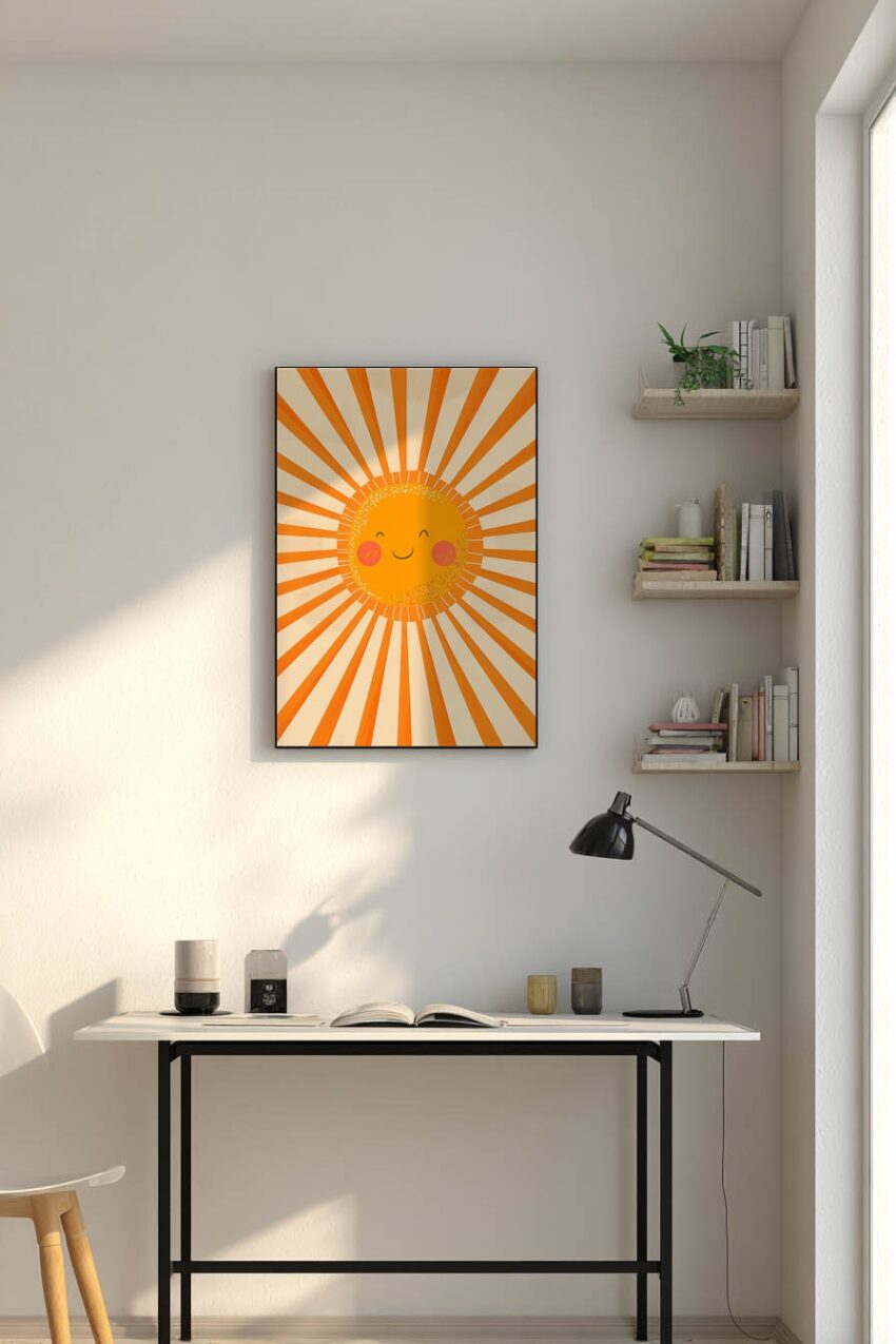 Illustration Poster Sonne Gesicht orange freundlich
