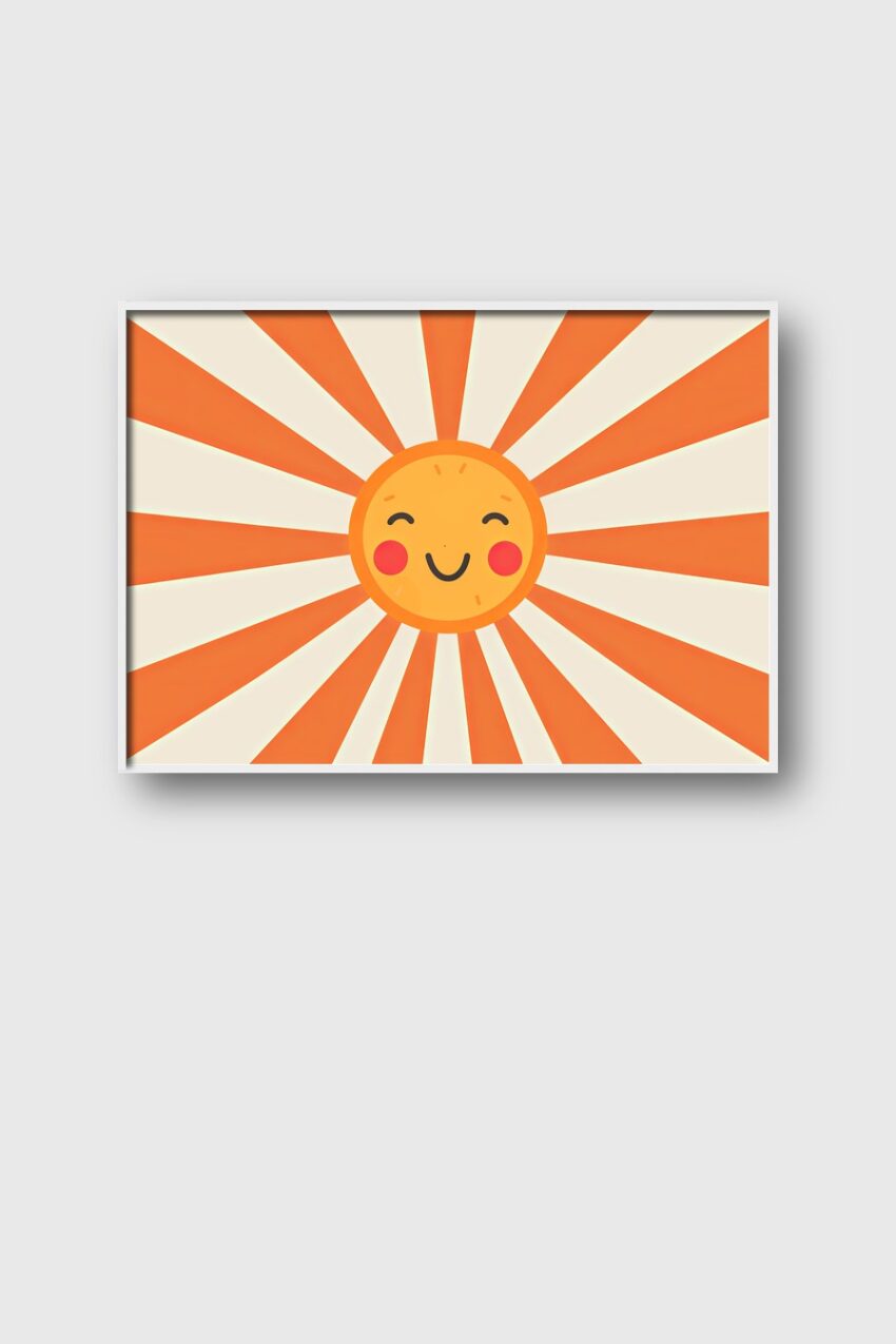 Illustration Poster Sonne freundlich orange gelb
