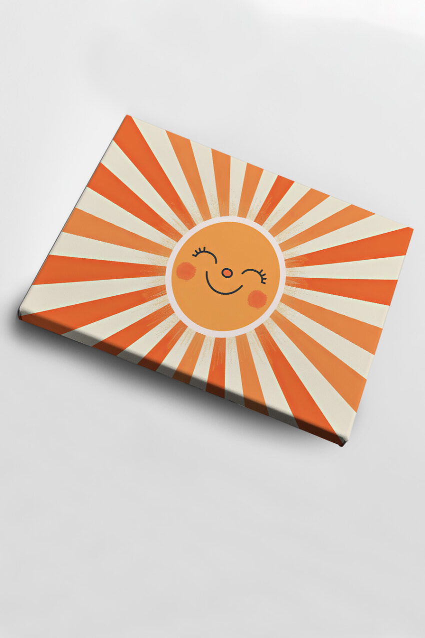 Grafik Poster Sonne lachend orange retro