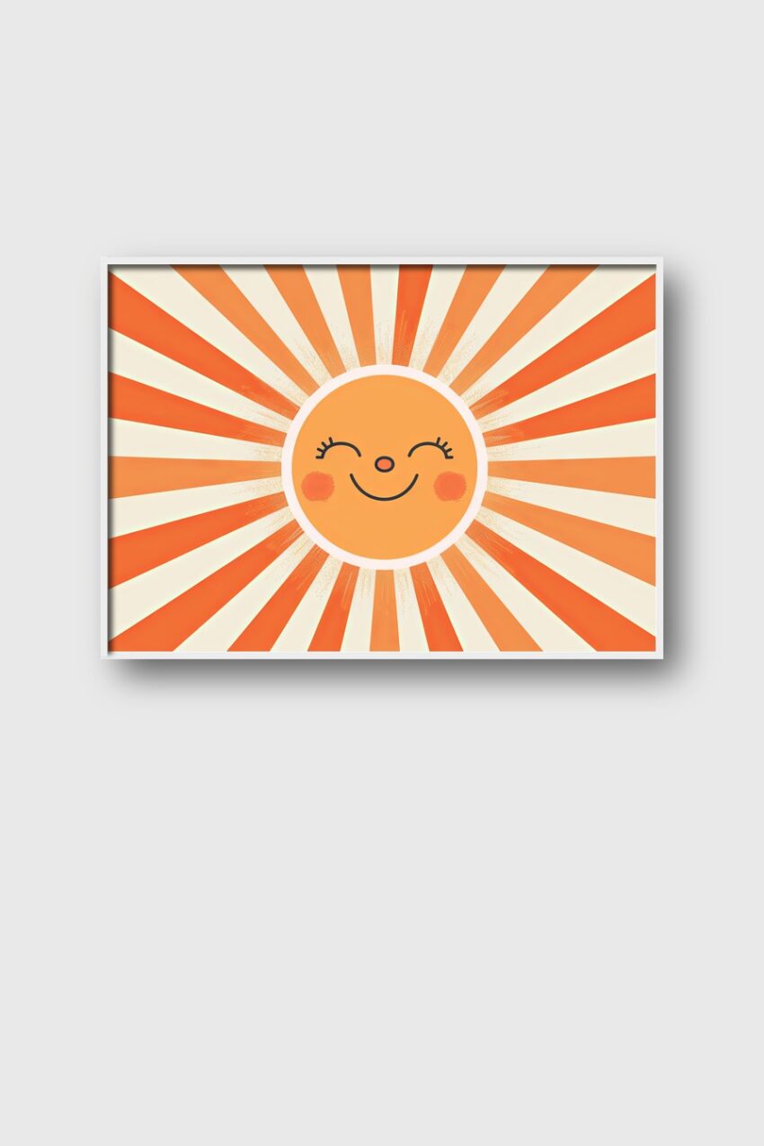 Grafik Poster Sonne lachend orange retro