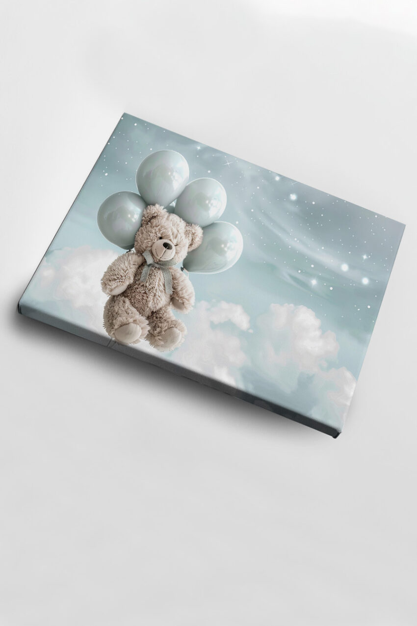 Digitale Kunst Poster Teddy mit Ballons weich hell
