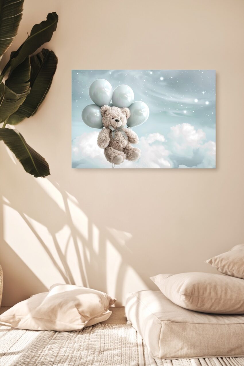 Digitale Kunst Poster Teddy mit Ballons weich hell