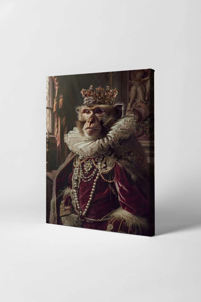 Fotografie Poster Affe könig barock gold