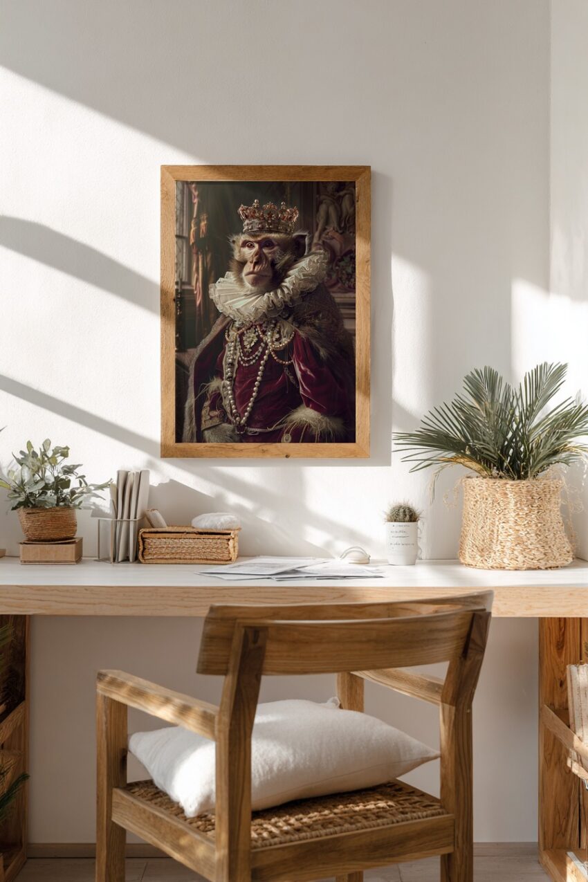 Fotografie Poster Affe könig barock gold