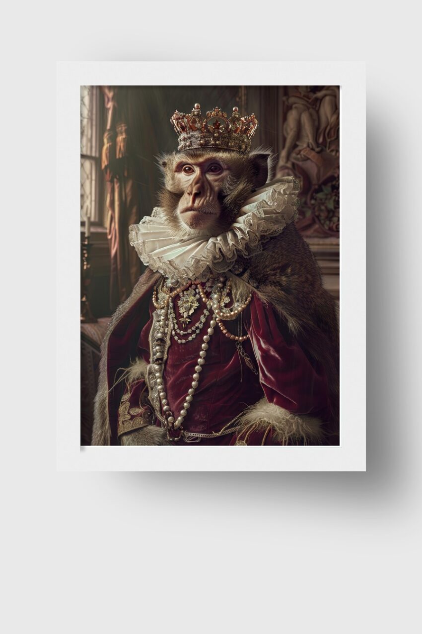 Fotografie Poster Affe könig barock gold