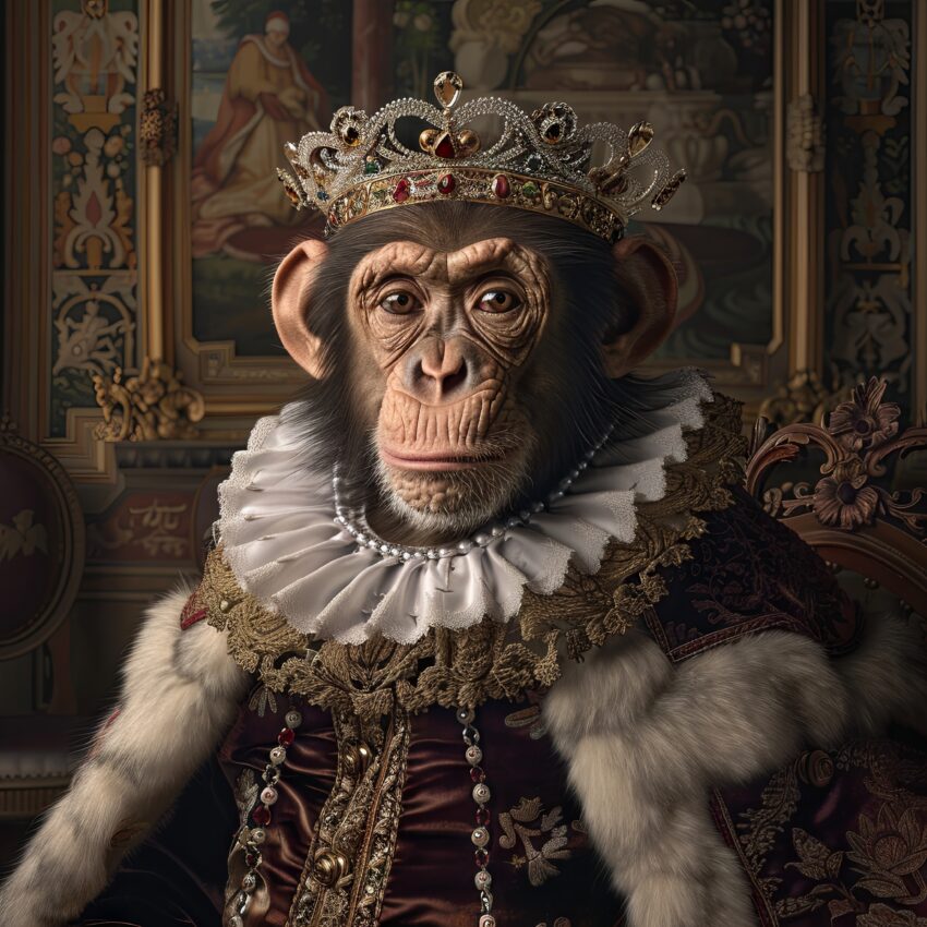 Fotografie Poster Affe Königliche Kleidung Krone