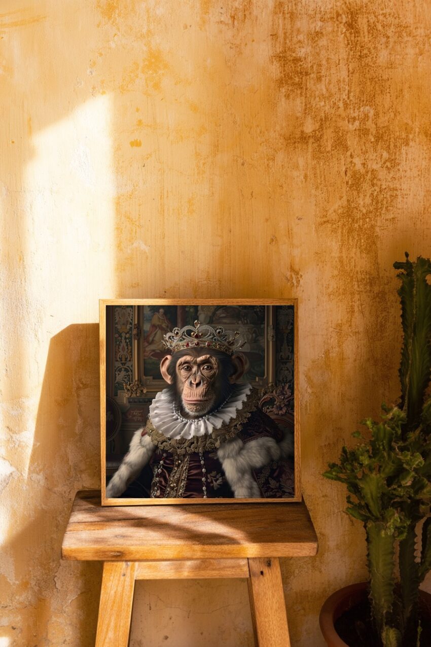 Fotografie Poster Affe Königliche Kleidung Krone