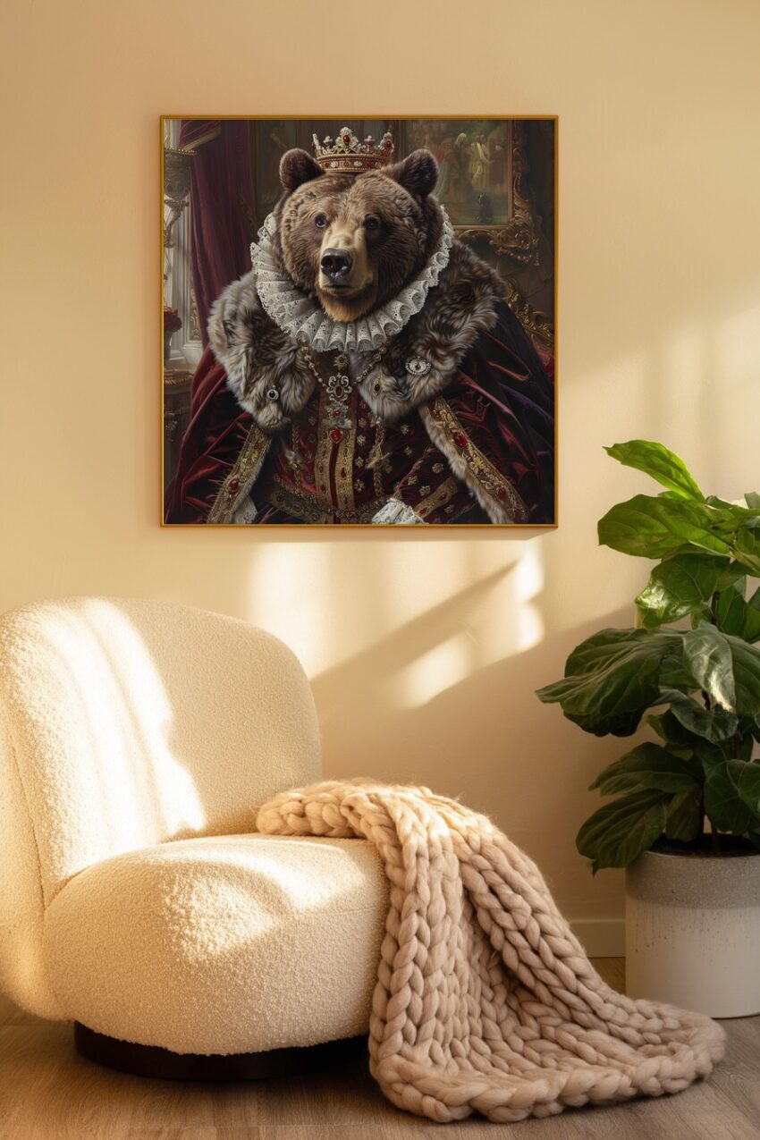 Illustration Poster Bär Krone königlich prunkvoll royal