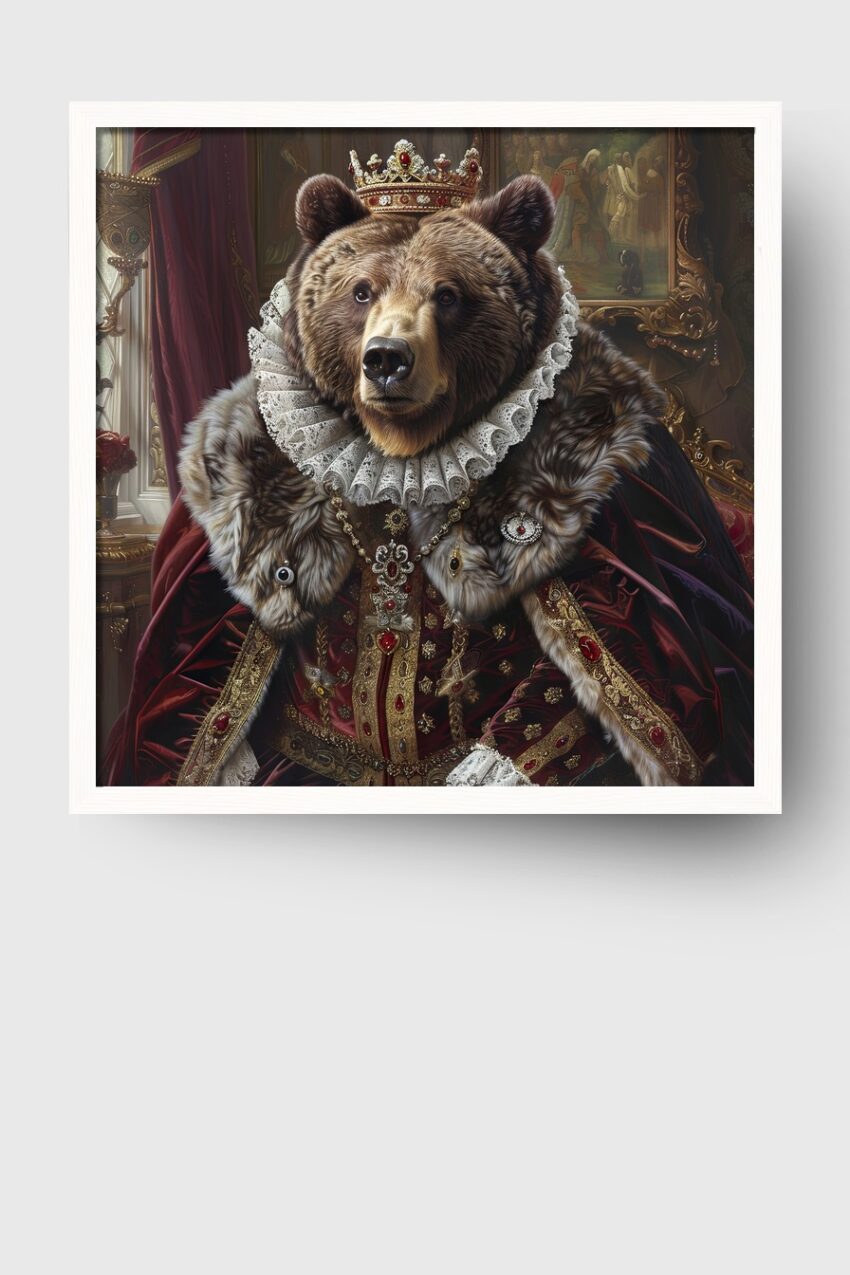 Illustration Poster Bär Krone königlich prunkvoll royal