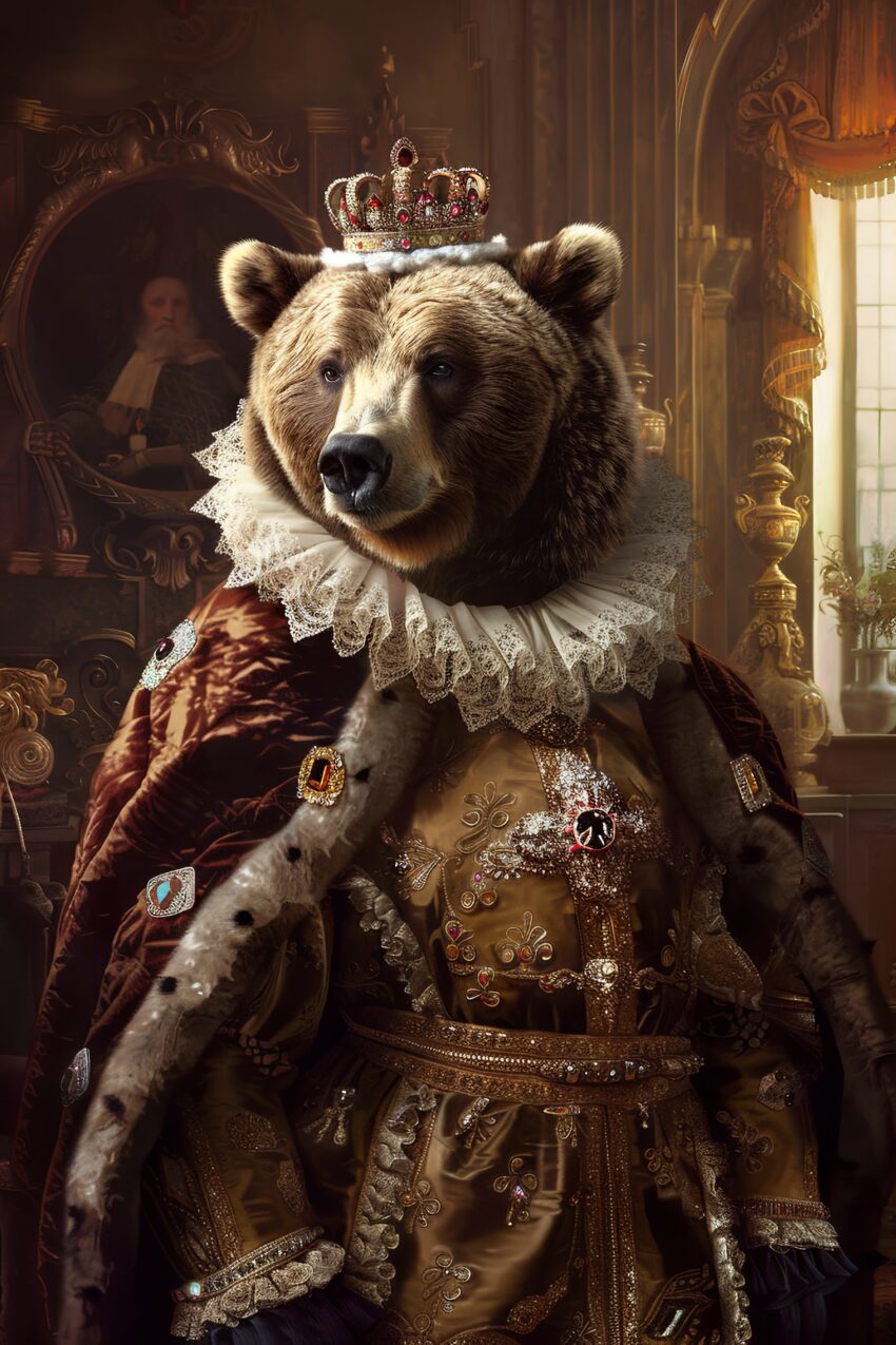 Digitale Kunst Poster Bär Königszimmer majestätisch braun