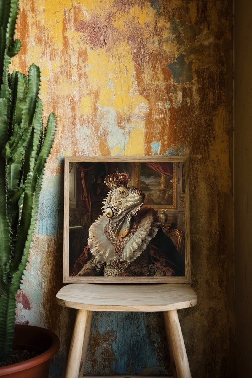 Fotografie Poster Leguan Krone detailliert barock