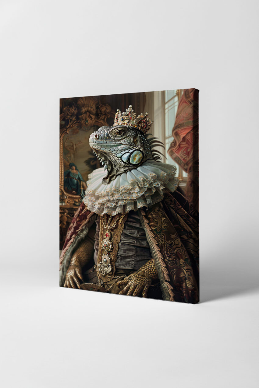 Digitale Kunst Poster Leguan König renaissance Krone
