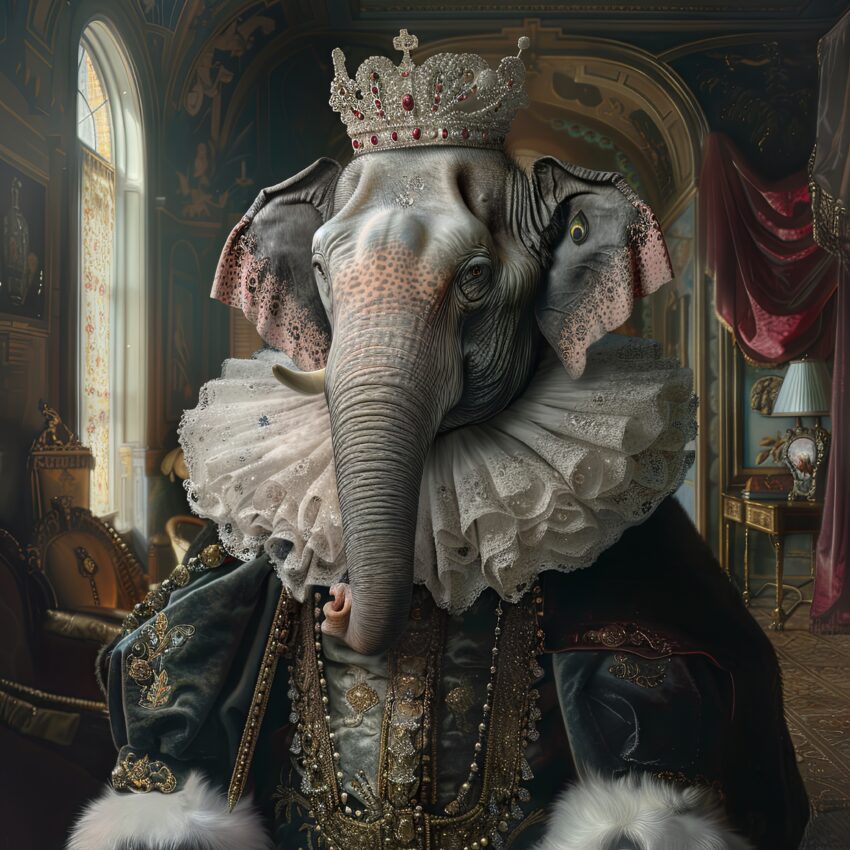 Digitale Kunst Poster Elefant König majestätisch prunkvoll