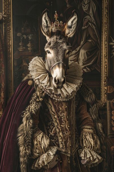 Esel mit Krone Leinwandbild