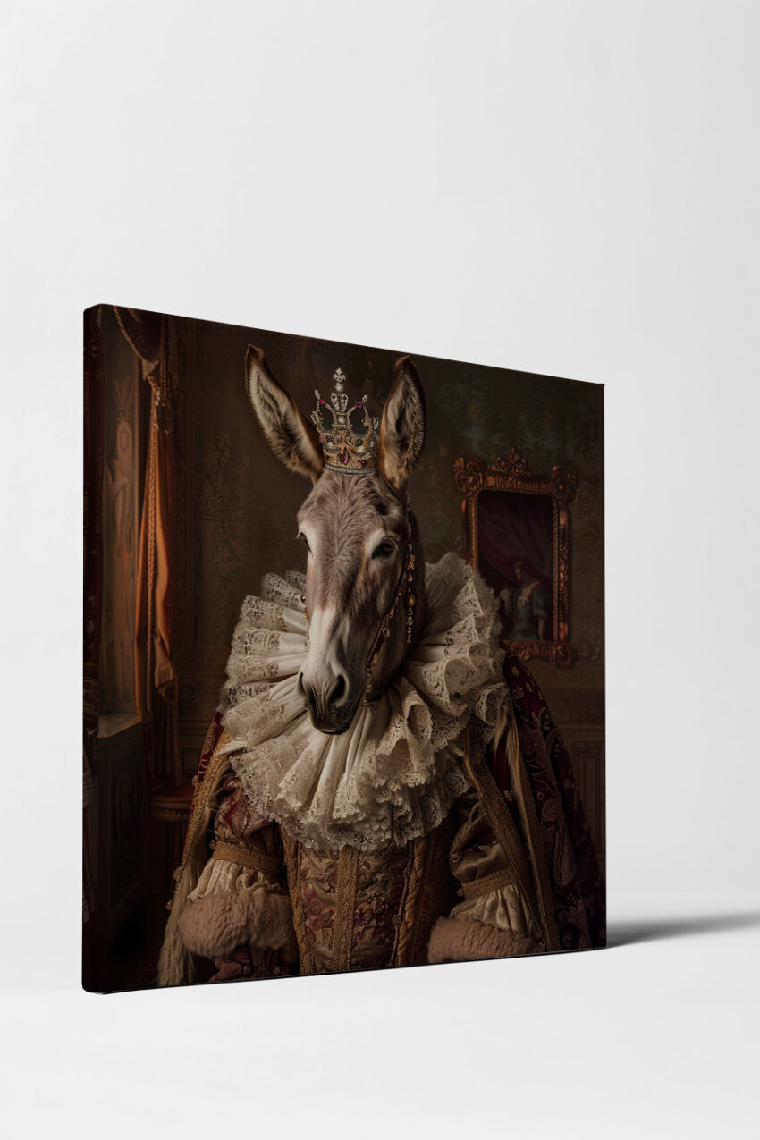 Fotografie Poster Esel könig barock kostüm braun