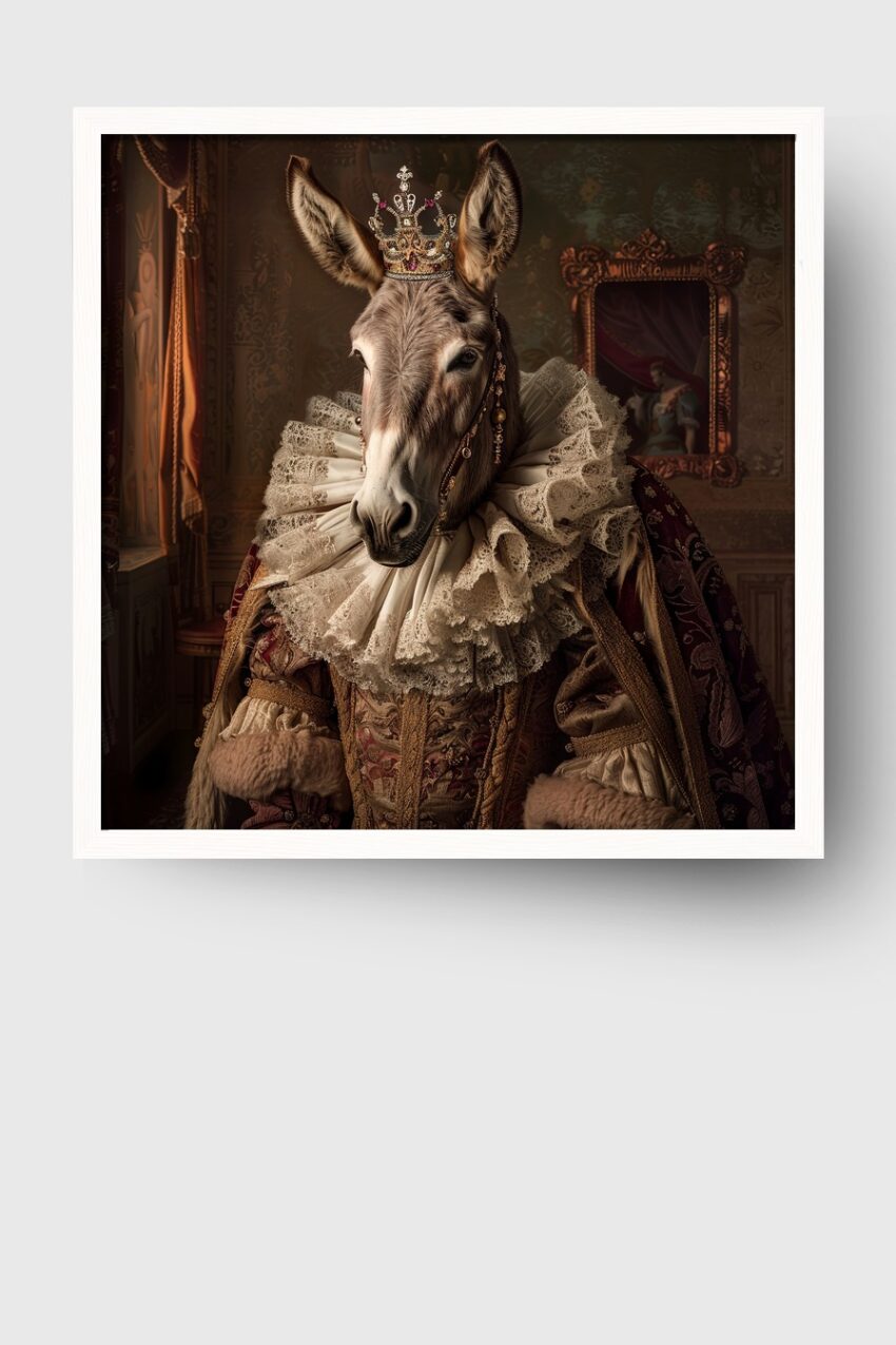 Fotografie Poster Esel könig barock kostüm braun