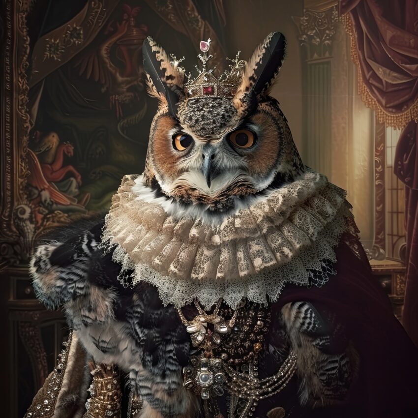 Digitale Kunst Poster Eule Königin Majestätisch Braun