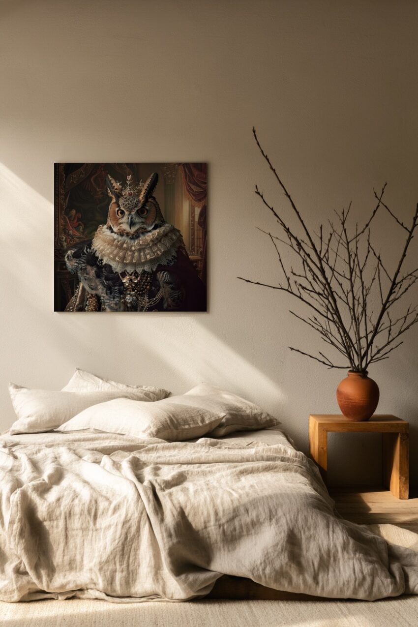 Digitale Kunst Poster Eule Königin Majestätisch Braun