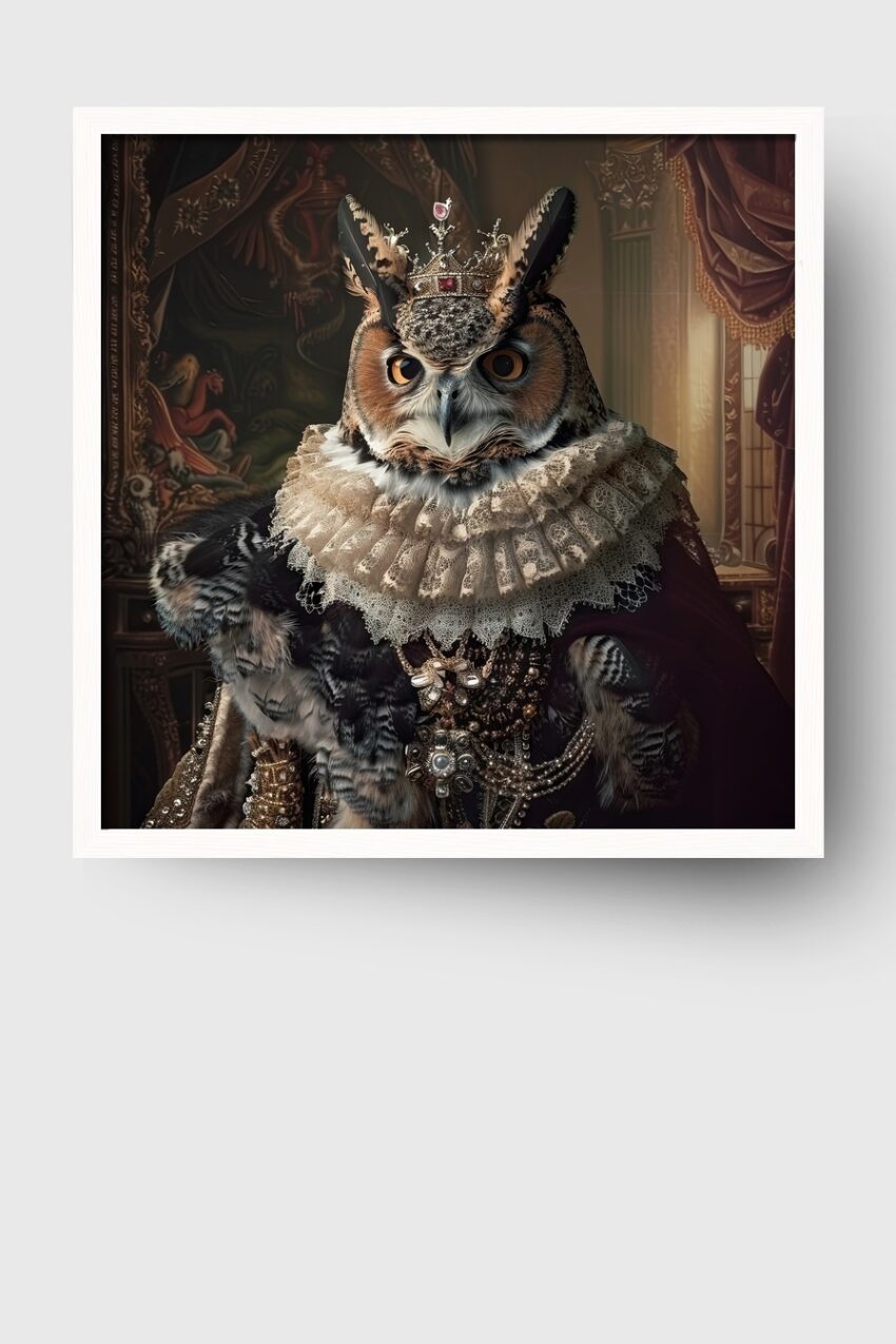Digitale Kunst Poster Eule Königin Majestätisch Braun