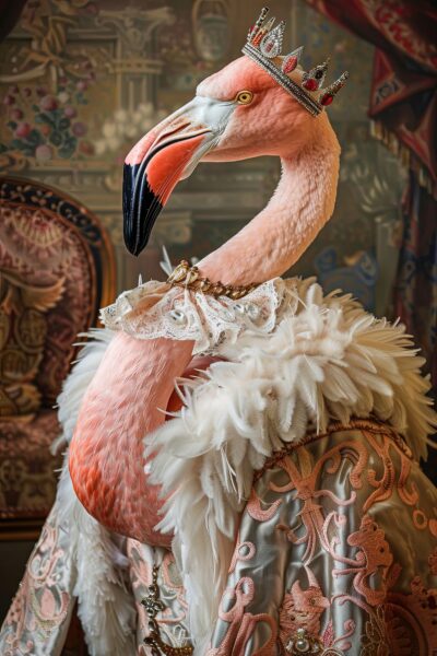 Flamingo im Schmuck Gerahmt