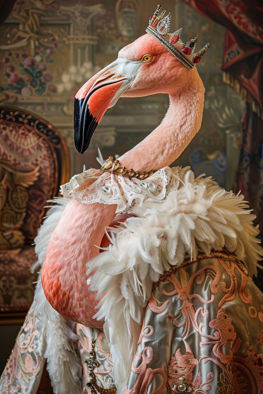 Fotografie Poster Flamingo Krone rosa elegant