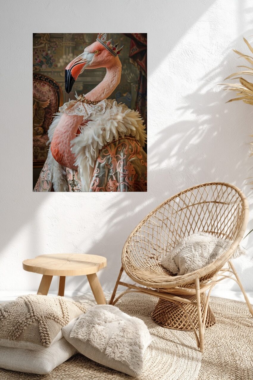Fotografie Poster Flamingo Krone rosa elegant