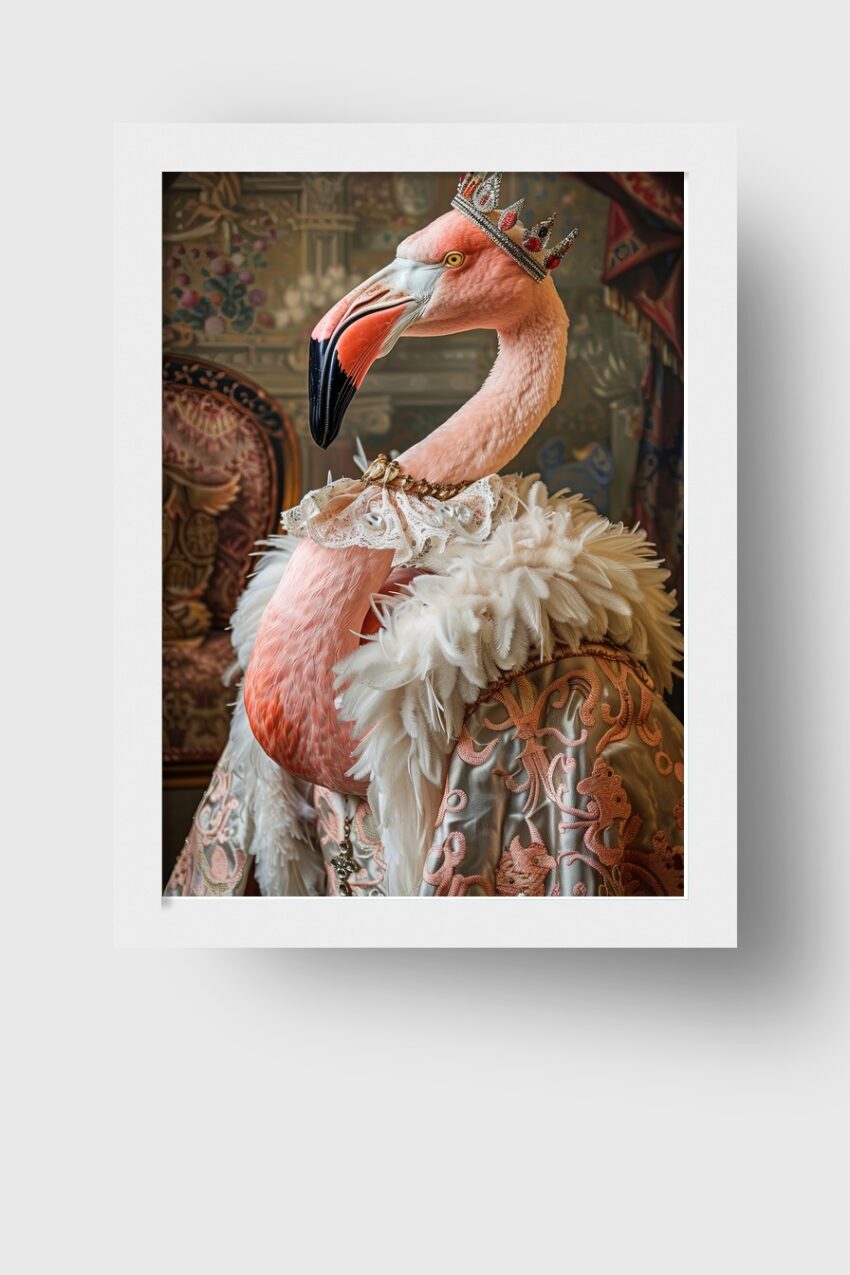 Fotografie Poster Flamingo Krone rosa elegant