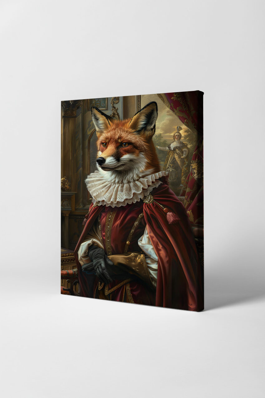 Digitale Kunst Poster Fuchs Renaissance Kostüm rot