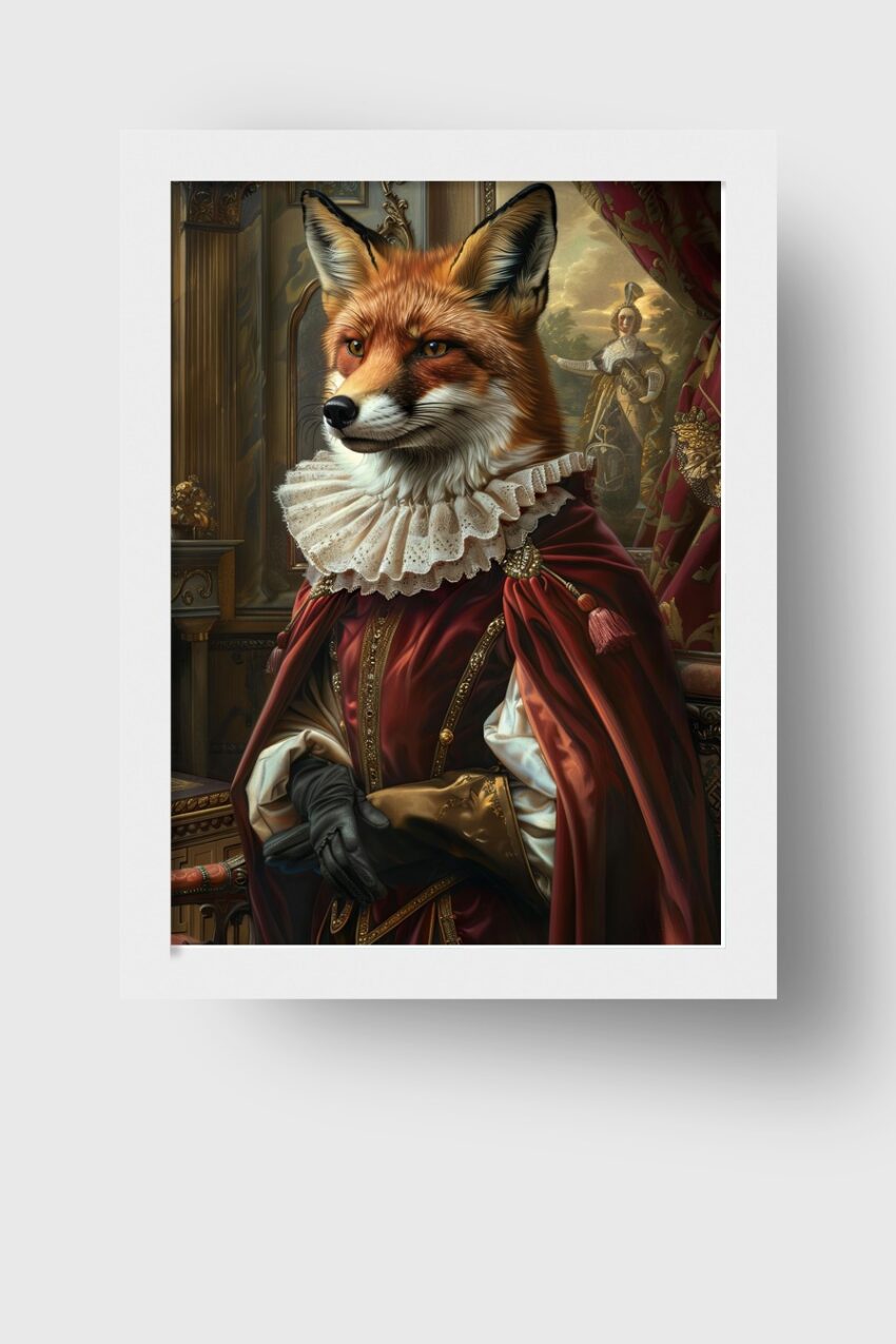 Digitale Kunst Poster Fuchs Renaissance Kostüm rot