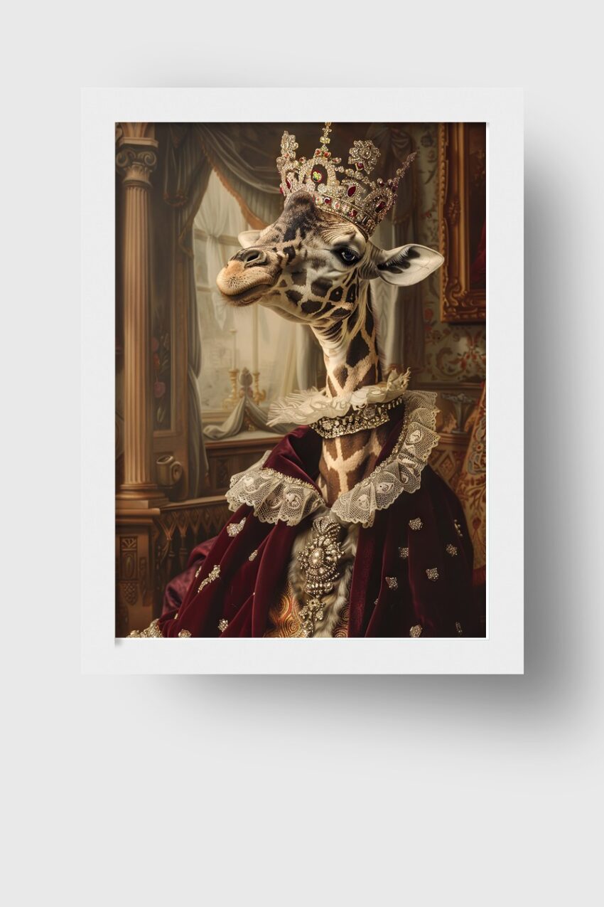 Digitale Kunst Poster Giraffe König königlich barock