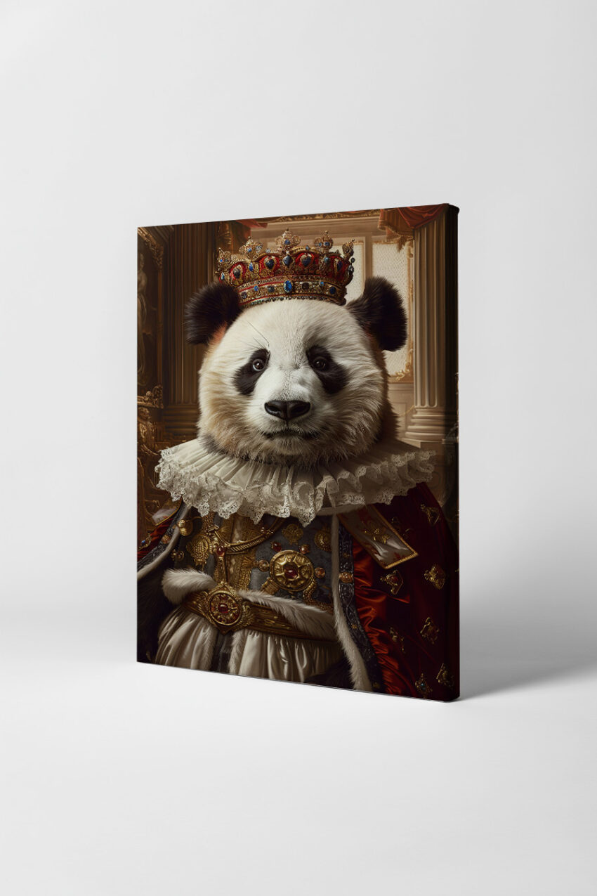 Digitale Kunst Poster Panda Krone königlich barock