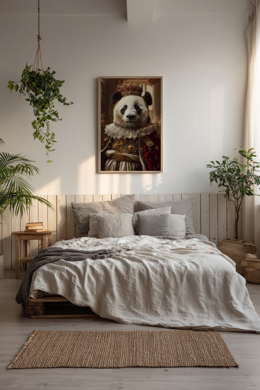 Digitale Kunst Poster Panda Krone königlich barock