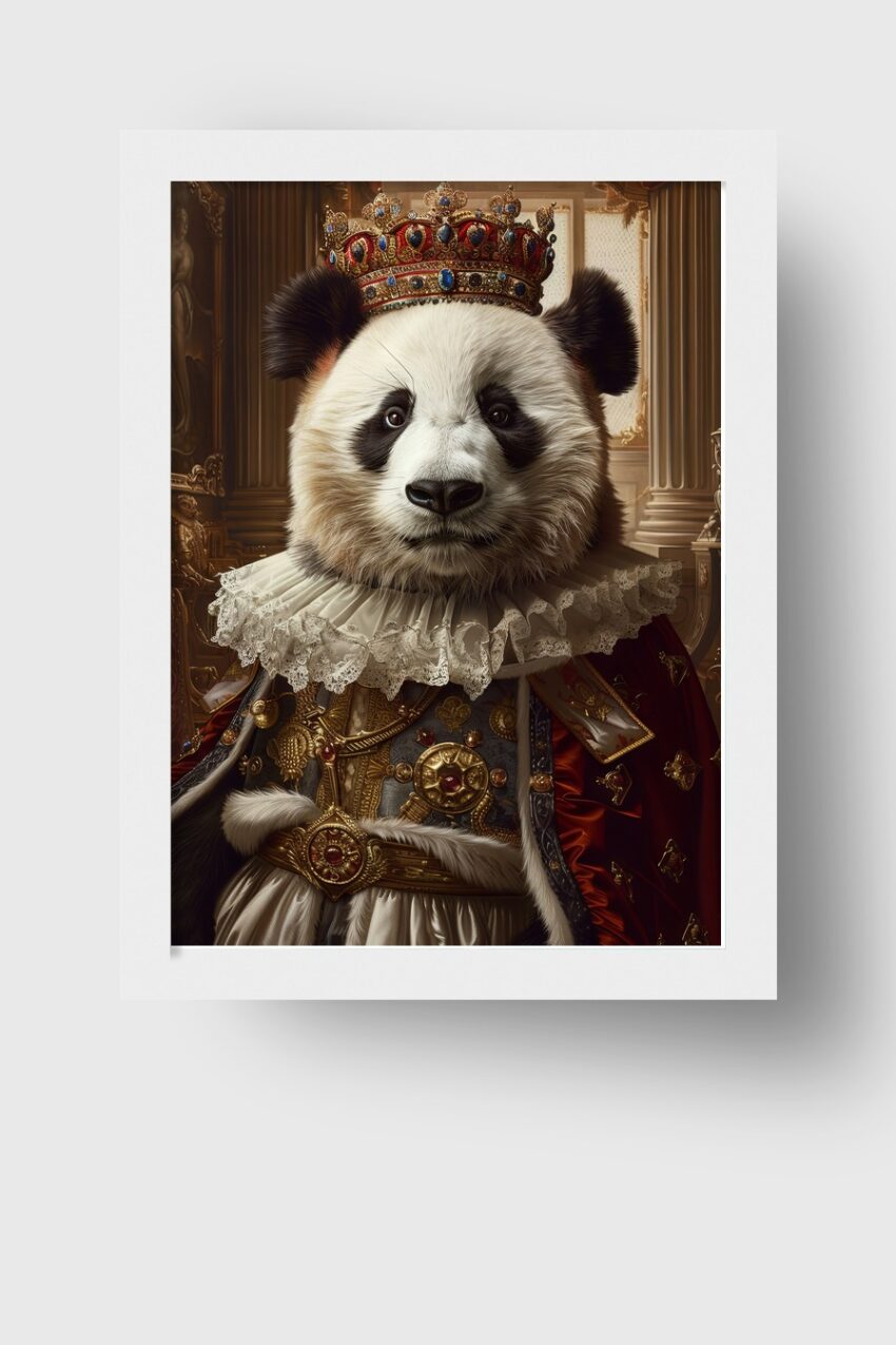Digitale Kunst Poster Panda Krone königlich barock
