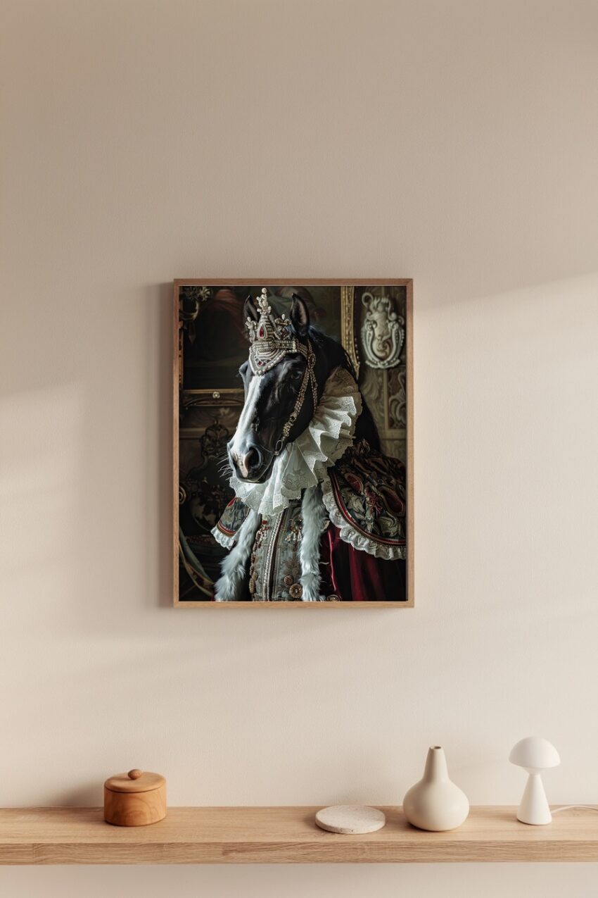 Fotografie Poster Pferd königlich prunkvoll barock schwarz-weiß