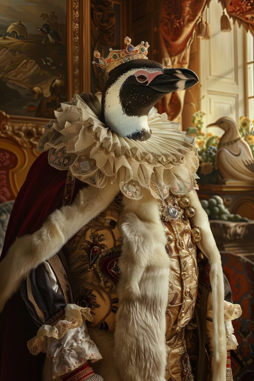 Digitale Kunst Poster Pinguin königlich prächtig warm