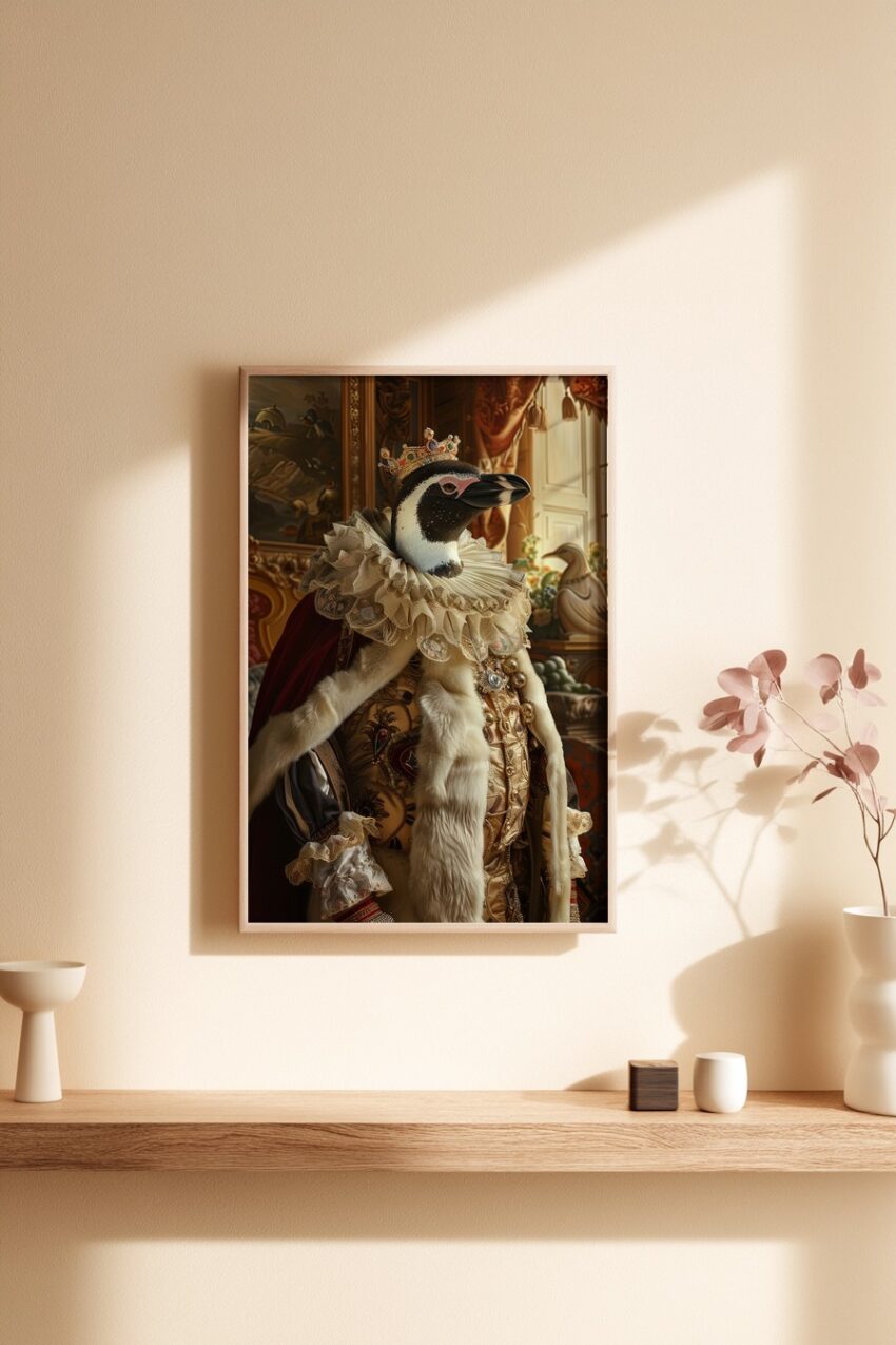Digitale Kunst Poster Pinguin königlich prächtig warm