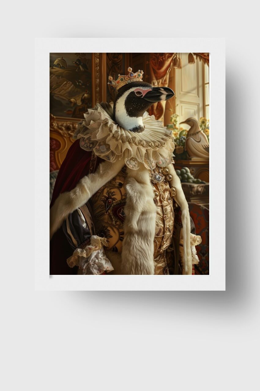 Digitale Kunst Poster Pinguin königlich prächtig warm