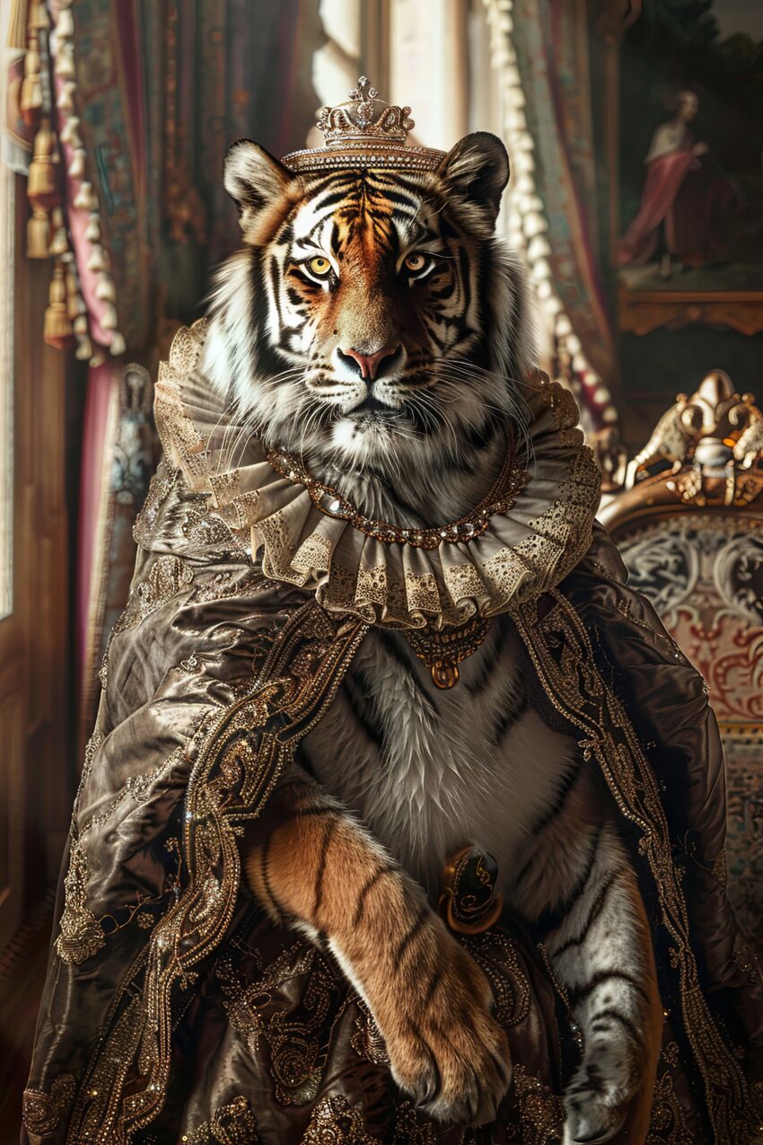 Fotografie Poster Tiger König Krone barock