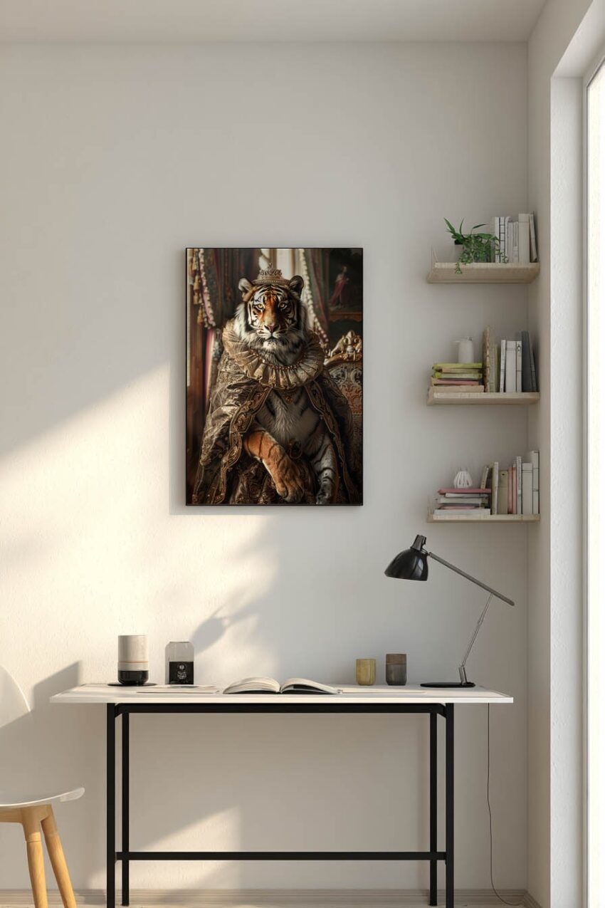Fotografie Poster Tiger König Krone barock