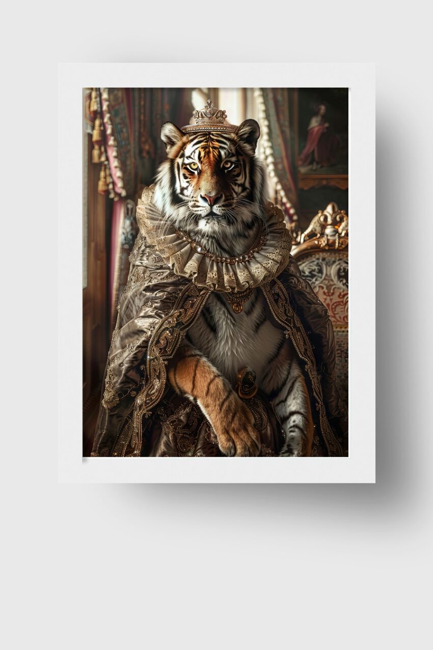 Fotografie Poster Tiger König Krone barock